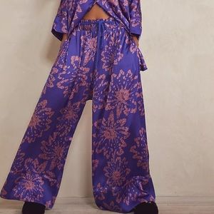 Intimately Free People Goddess Lounge Pant Clematis Combo Floral Satin Small S